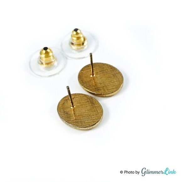 Vintage Letter F Monogrammed Oval Gold Tone Stud Earrings - Picture 8 of 10